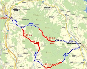 Mapa 1.etapy SRP Rally Prešov 2013